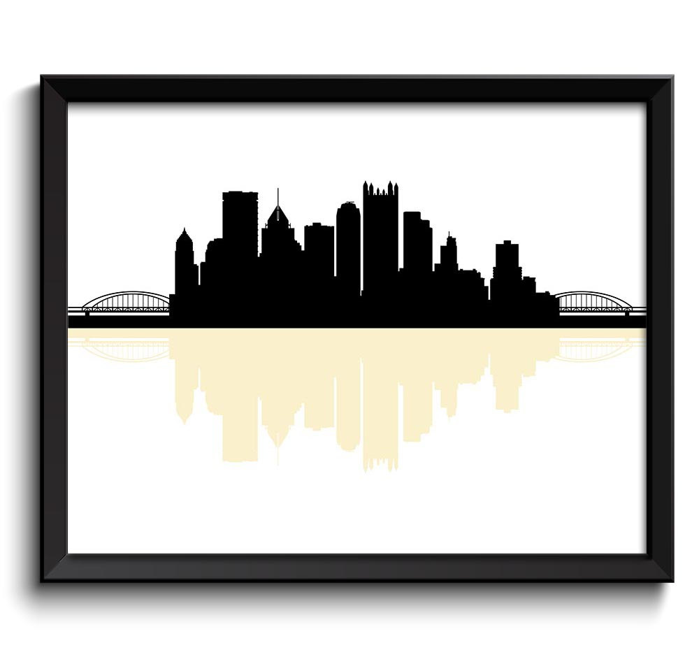 Pittsburgh Skyline Pennsylvania City Black Yellow Cityscape Poster Print Modern Abstract Landscape A