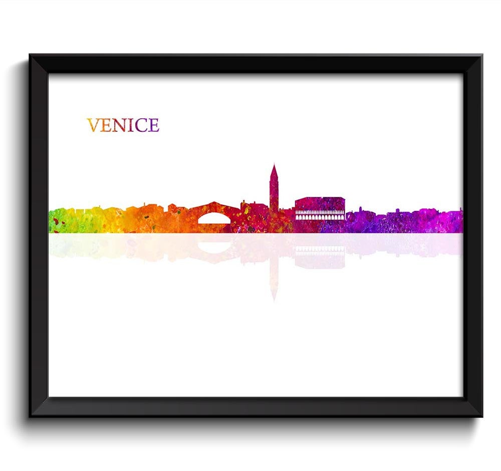 Venice Skyline Watercolor Poster Print Florence Wall Art Decor Painting Italy City Home Decor Pink P