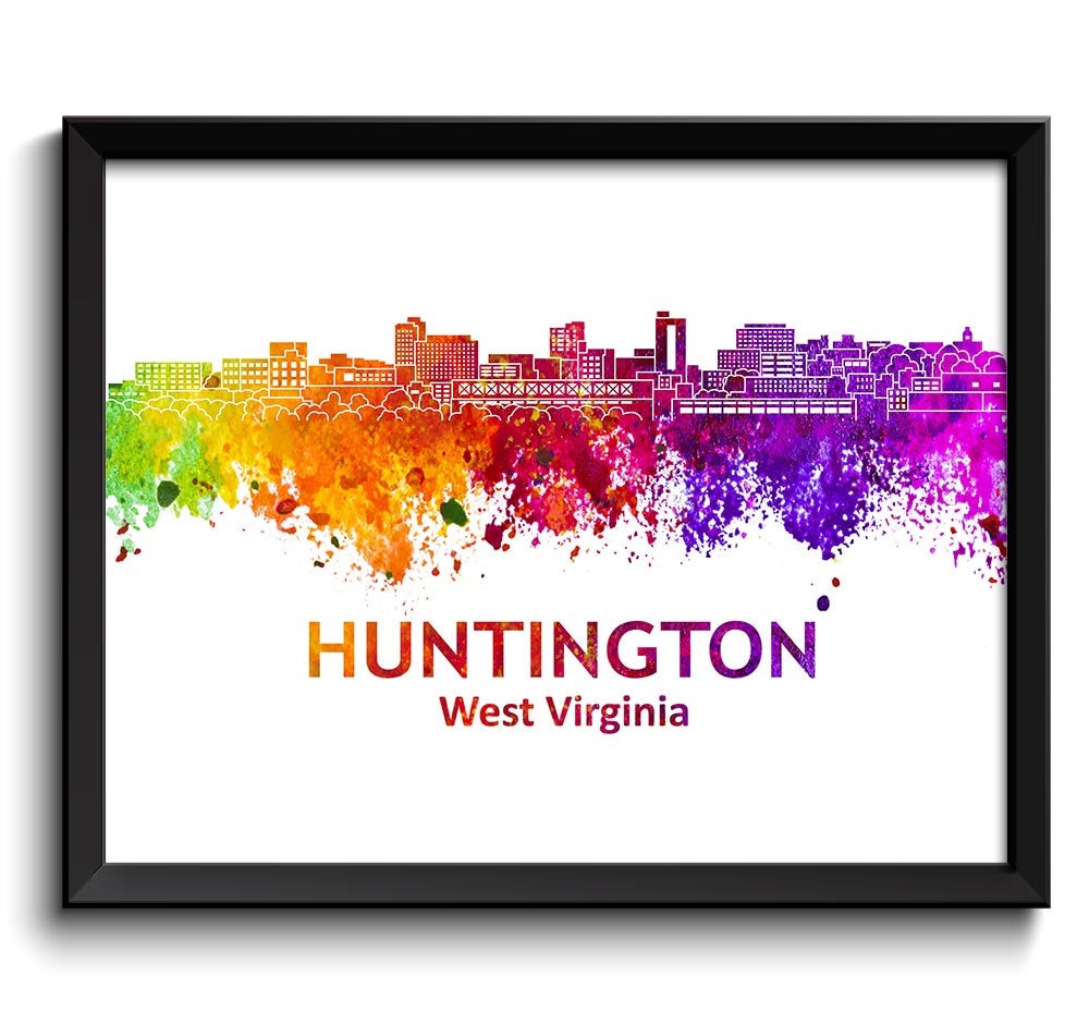 Huntington Skyline West Virginia Colorful Watercolor Cityscape Poster Print Landscape Art Painting R