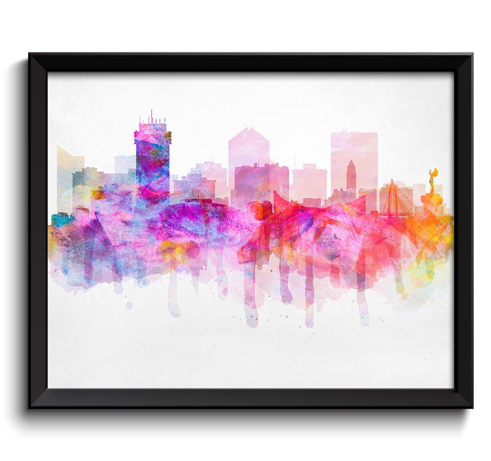 Wichita Rainbow Painting Purple Red Yellow City Skyline Missouri USA United States Cityscape Art Pri