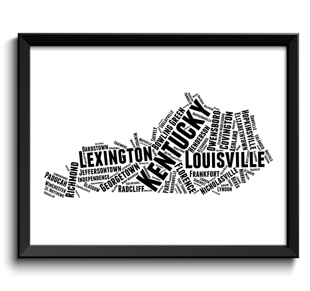 Kentucky Map State Text Words Watercolor Poster Print USA United States Modern Abstract Landscape Ar