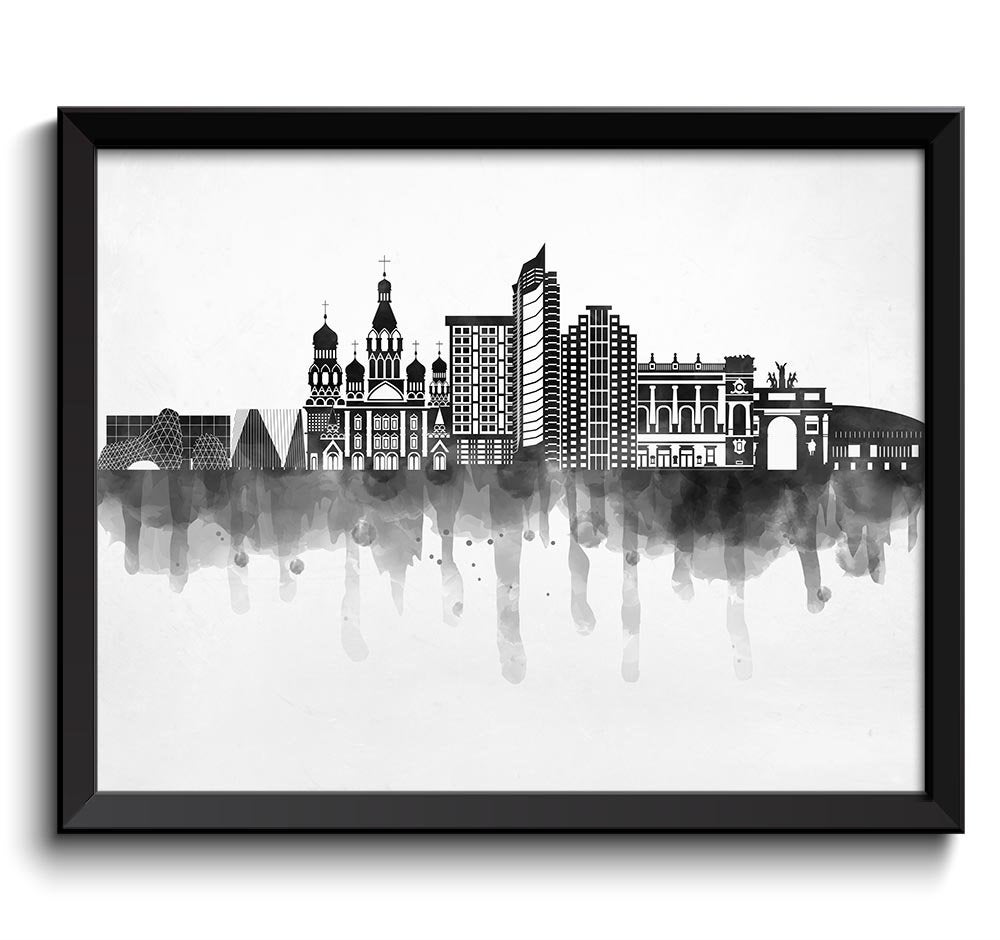 Saint Petersburg Skyline City Turkey Black White Grey Cityscape Poster Print Russia Modern Abstract 