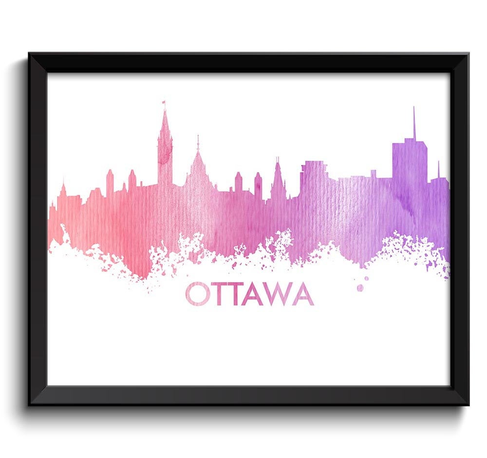 Ottawa Skyline Rose Pink Lilac Purple Painting Poster Print Ontario Wall Decor Canada Wall Art Citys