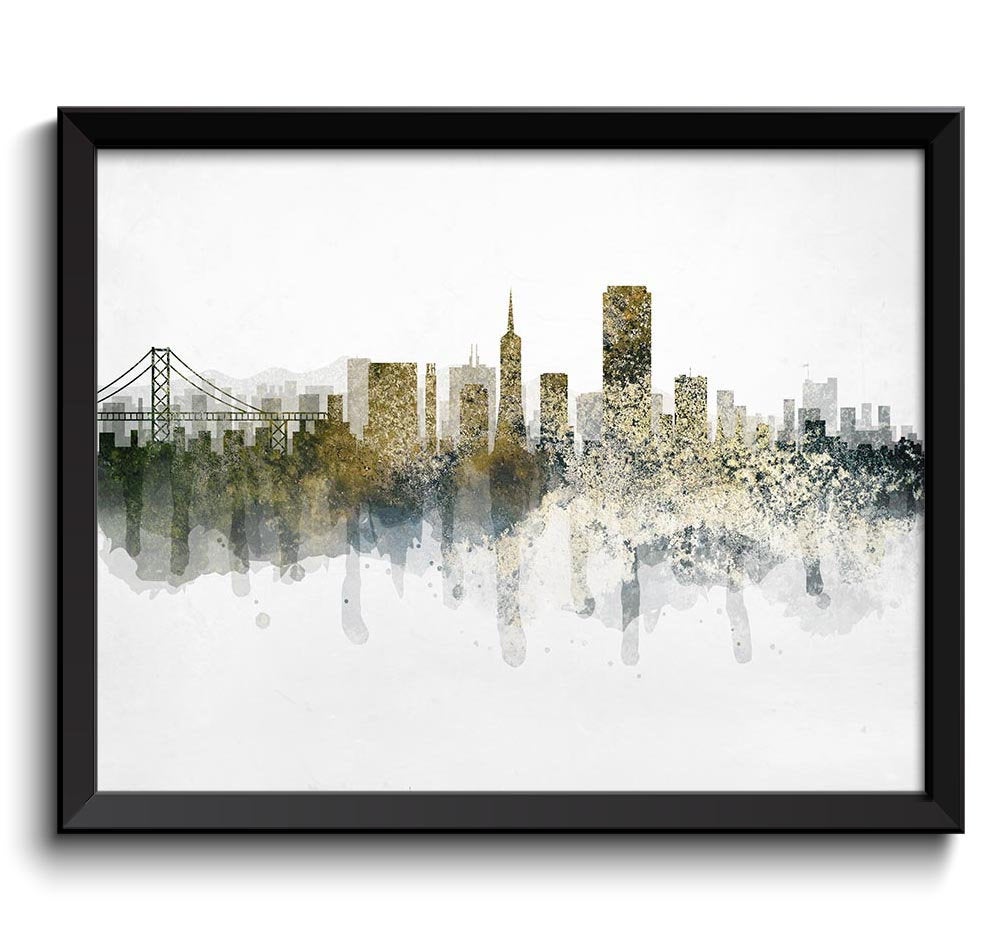 San Francisco Beige Gold Brown Grey Skyline California USA United States Cityscape Art Print Poster 