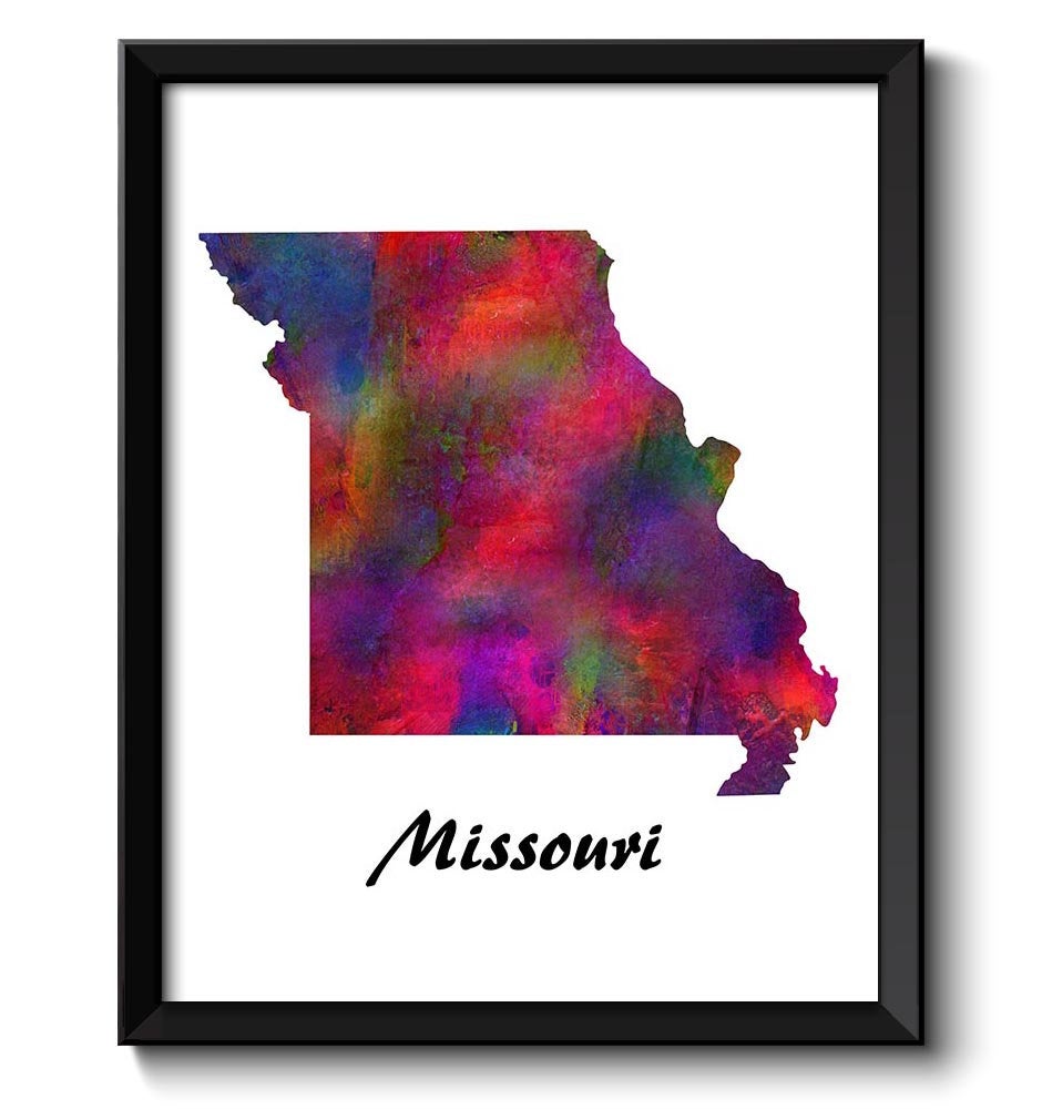 Missouri Map State Watercolor Painting Poster Print USA United States Abstract Landscape Art Colorfu