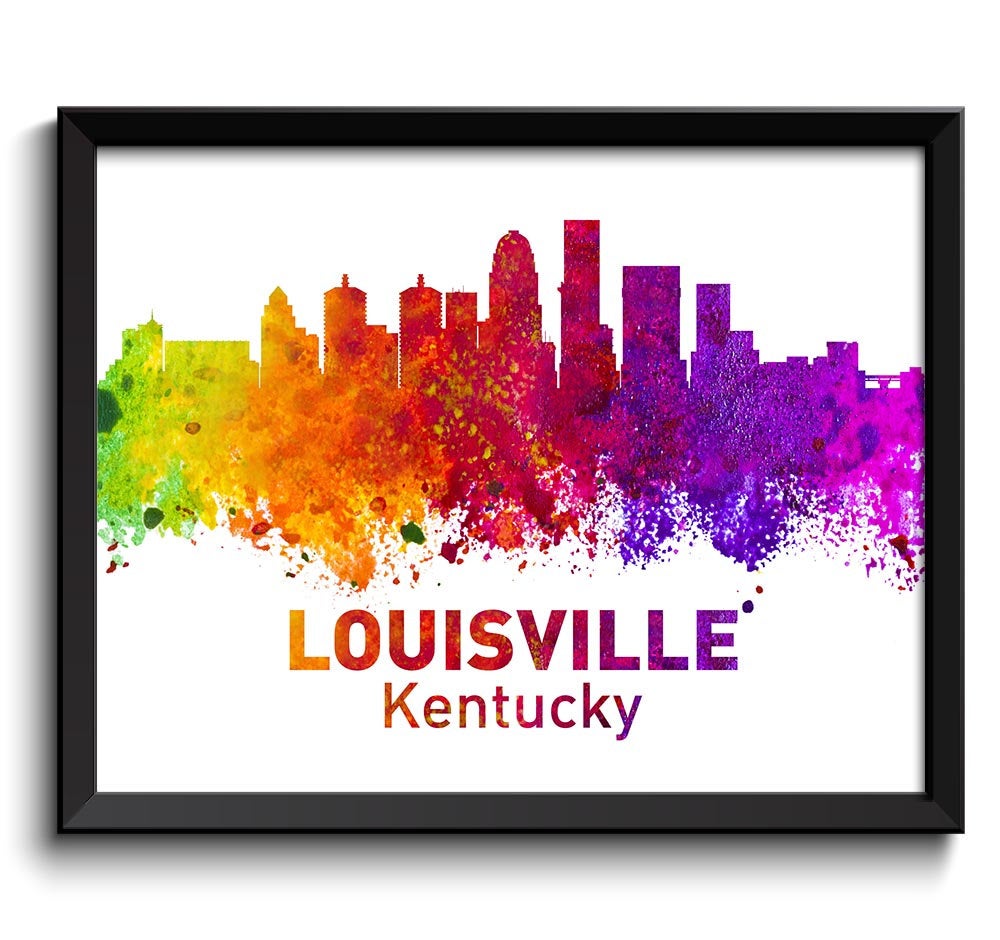 Louisville Skyline Kentucky City Colorful Watercolor Cityscape Poster Print Landscape Art Painting R