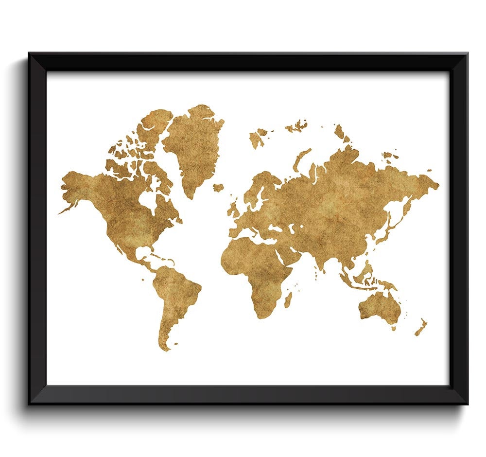 World Map Print Parchment Paper World Map Poster Print Globe Old Paper Modern Abstract Landscape Art