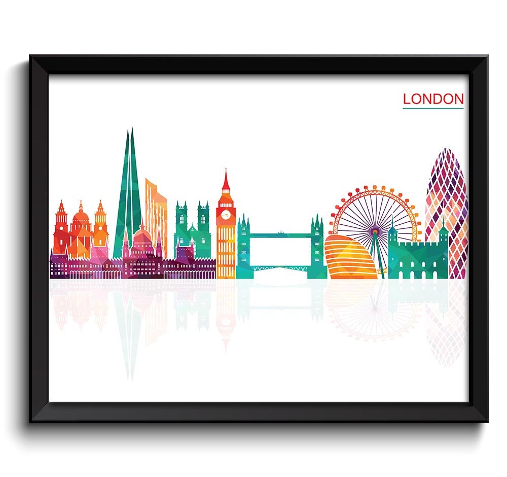 London Skyline City Colorful Cityscape England Europe Poster Print Modern Abstract Landscape Art Pai