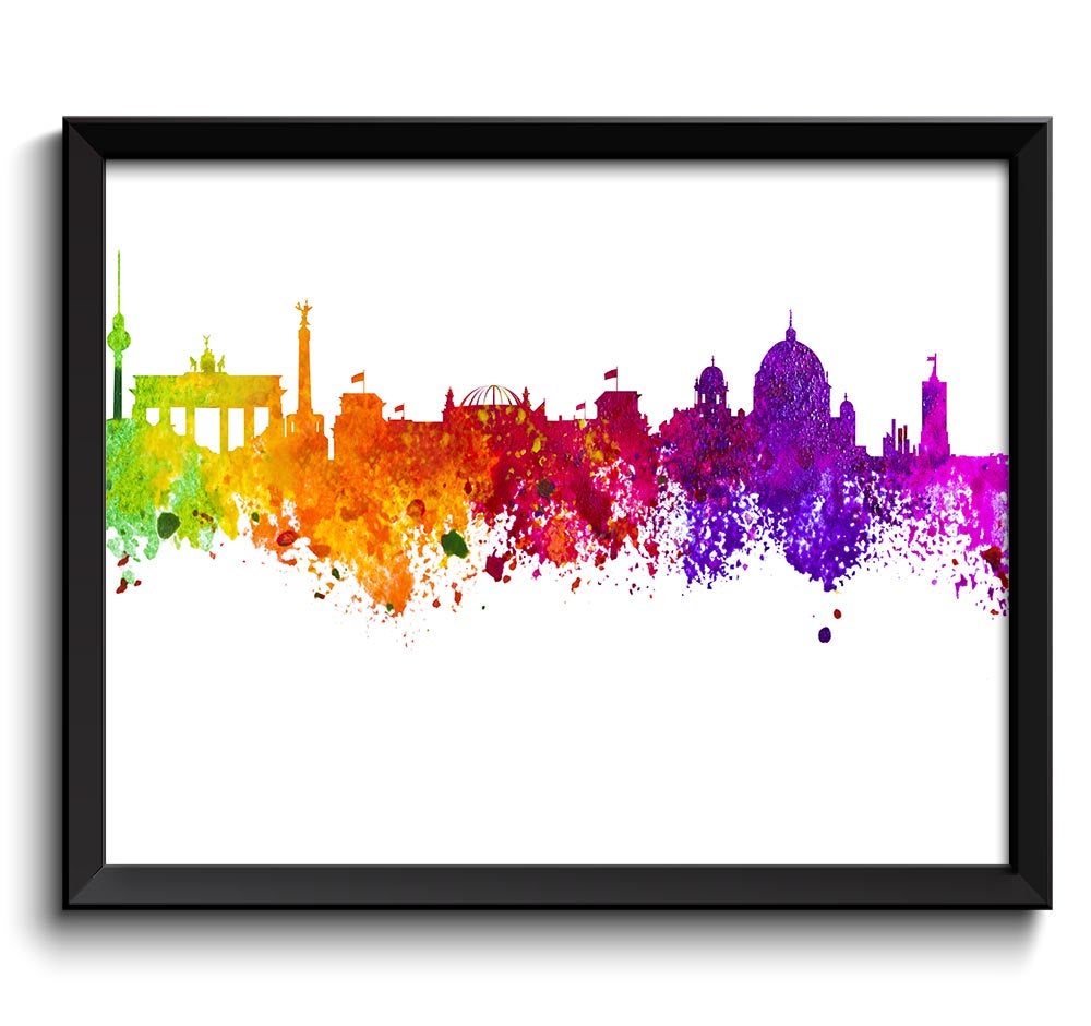 Berlin Skyline Colorful Germany Europe City Watercolor Cityscape Poster Print Landscape Art Painting