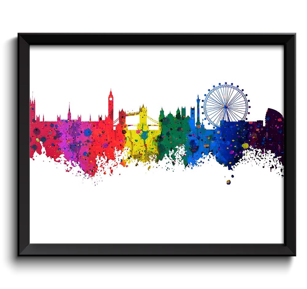 London Skyline Watercolor Art Poster Print London Wall Decor London Wall Art Painting Artwork City C