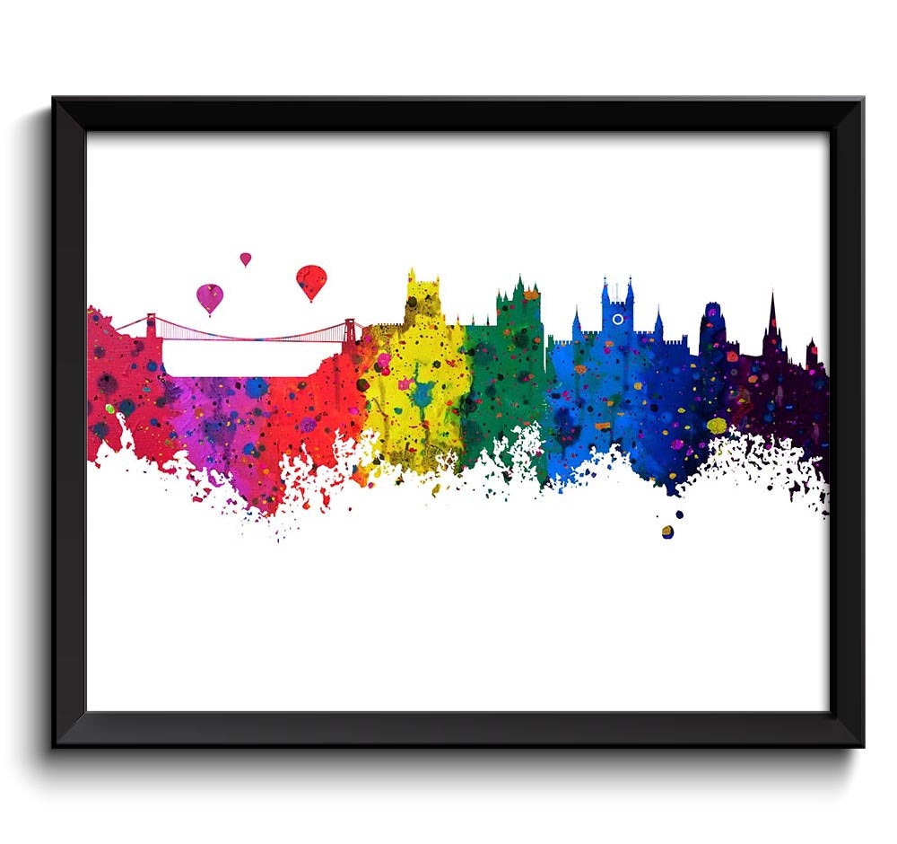 Bristol Skyline Watercolor Poster Print Bristol Wall Decor Bristol Wall Art Painting England Artwork