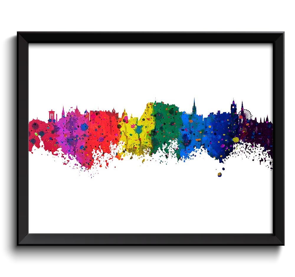 Edinburgh Skyline Watercolor Art Poster Print Wall Decor Edinburgh Wall Art Painting Scotland Artwor