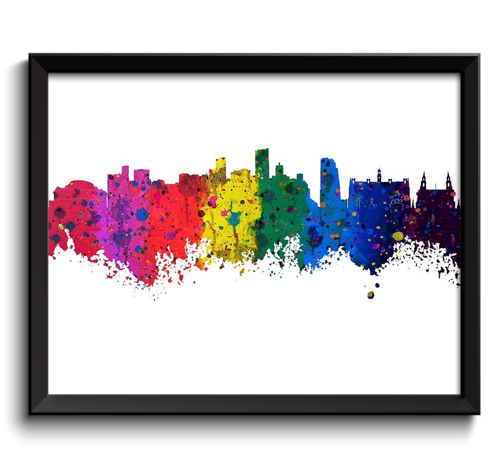 Leeds Skyline Watercolor Art Poster Print Leeds Wall Decor Leeds Wall Art Painting England Artwork C