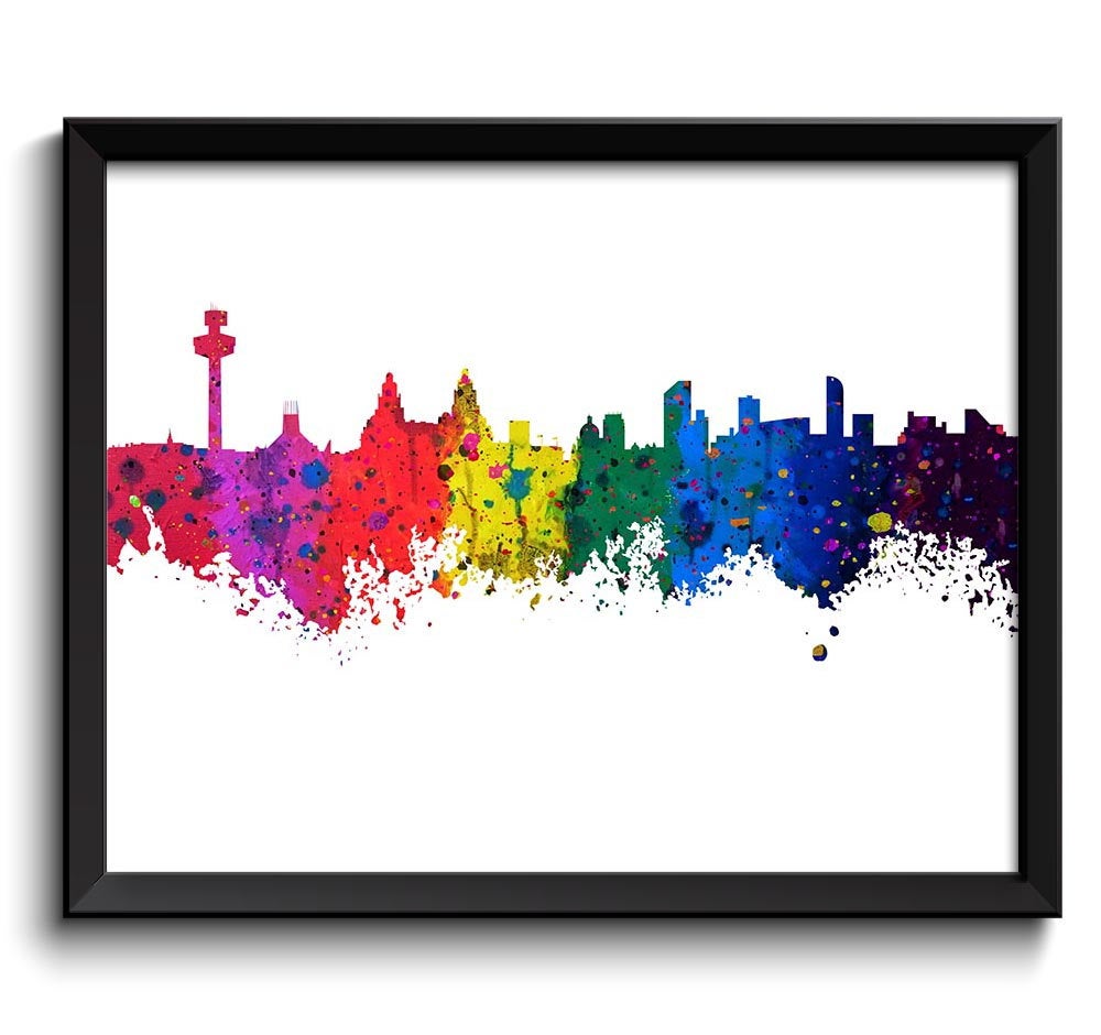 Liverpool Skyline Watercolor Art Poster Print Wall Decor Liverpool Wall Art Painting England Artwork