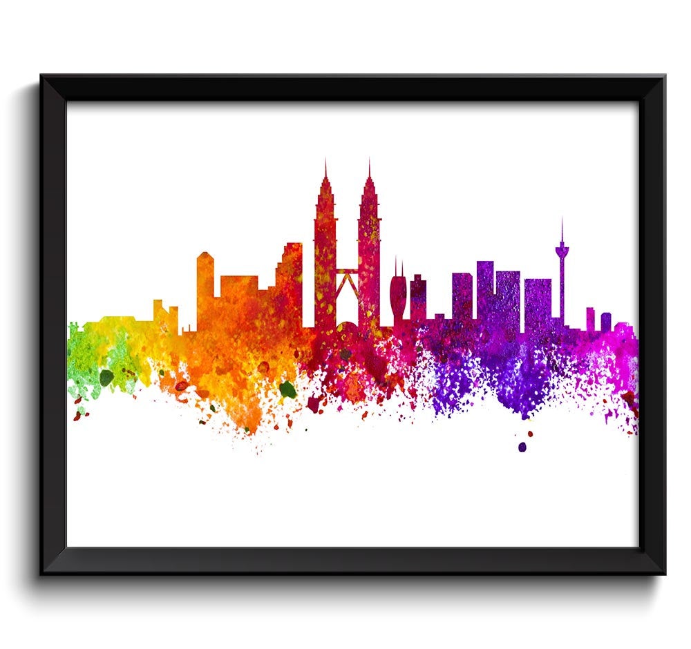 Kuala Lumpur Skyline Colorful Malaysia Aisa City Watercolor Cityscape Poster Print Landscape Art Pai