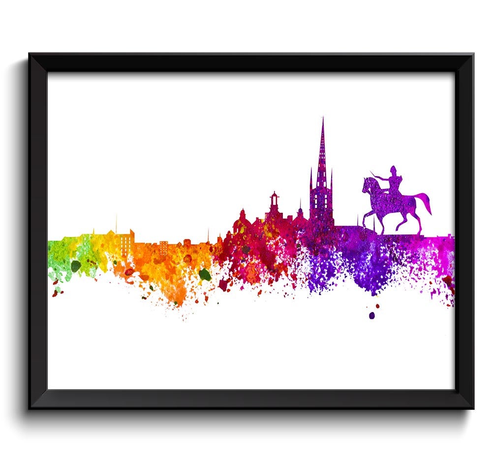 Stockholm Skyline Colorful Sweden Europe City Watercolor Cityscape Poster Print Landscape Art Painti