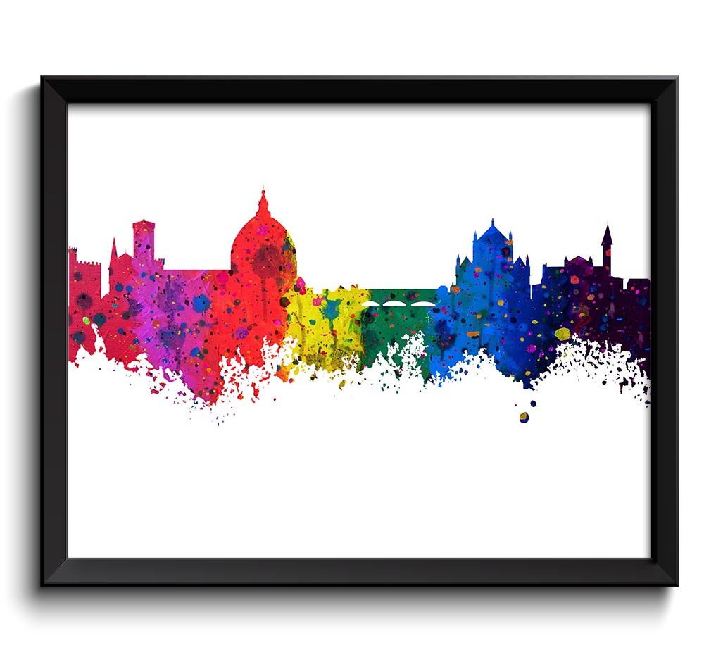 Florence Skyline Watercolor Poster Print Florence Wall Decor Florence Wall Art Painting Italy Artwor