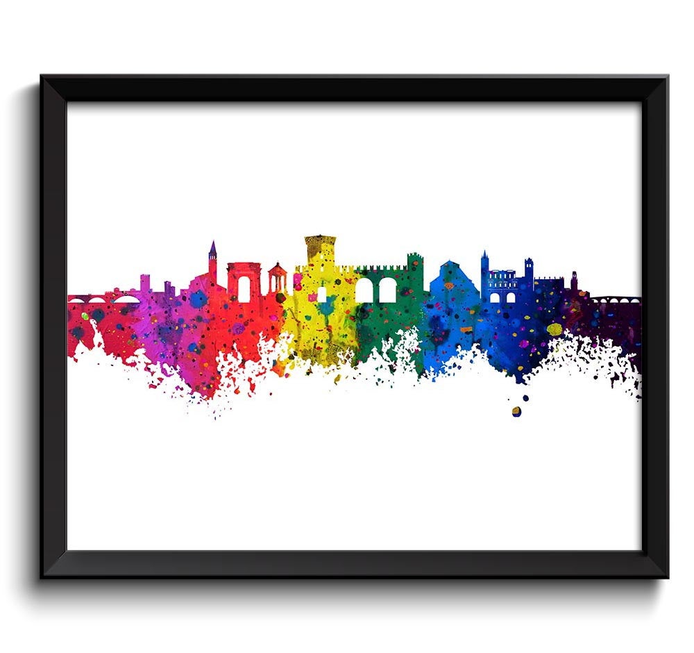 Verona Skyline Watercolor Art Poster Print Verona Wall Decor Verona Wall Art Painting Italy Artwork 