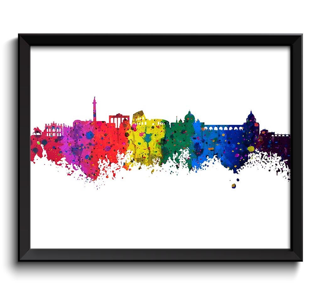 Rome Skyline Watercolor Art Poster Print Rome Wall Decor Rome Wall Art Painting Italy Artwork City M