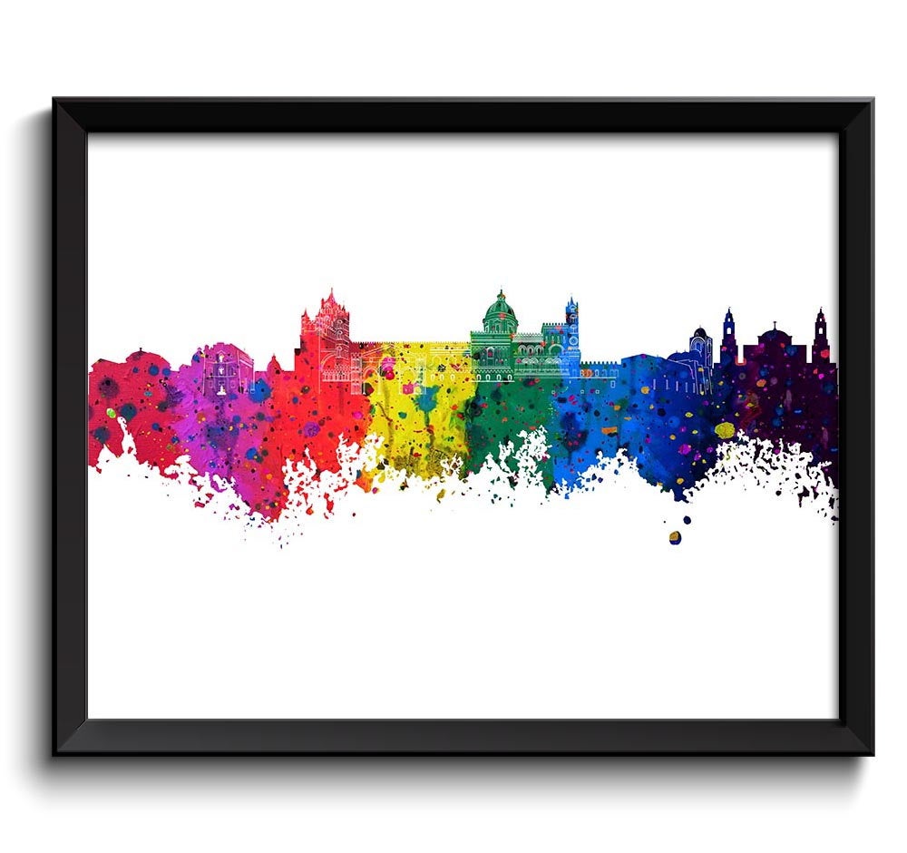 Palermo Skyline Watercolor Art Poster Print Palermo Wall Decor Palermo Wall Art Painting Italy Artwo