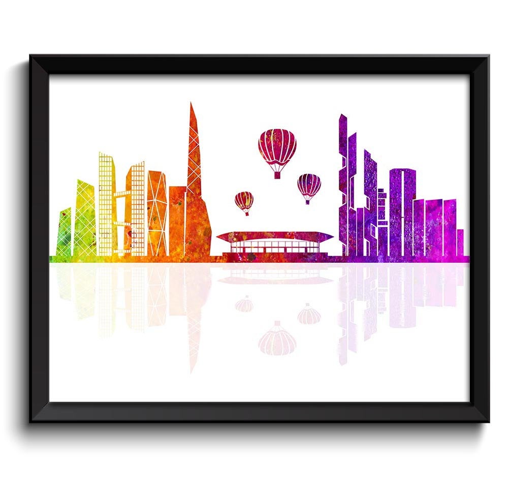 Seoul Skyline Painting Art Poster Print Seoul Wall Decor Seoul Wall Art Colorful Rainbow South Korea