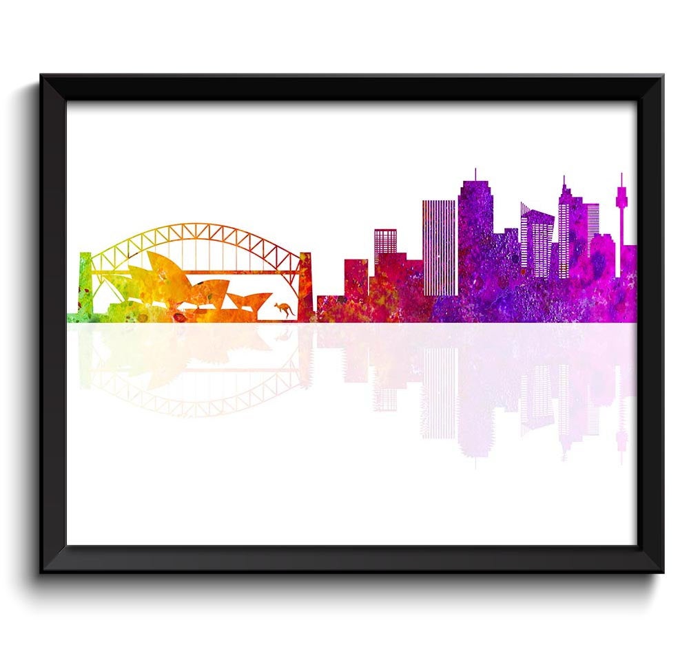 Sydney Skyline Painting Art Poster Print Sydney Wall Decor Sydney Wall Art Colorful Rainbow Australi