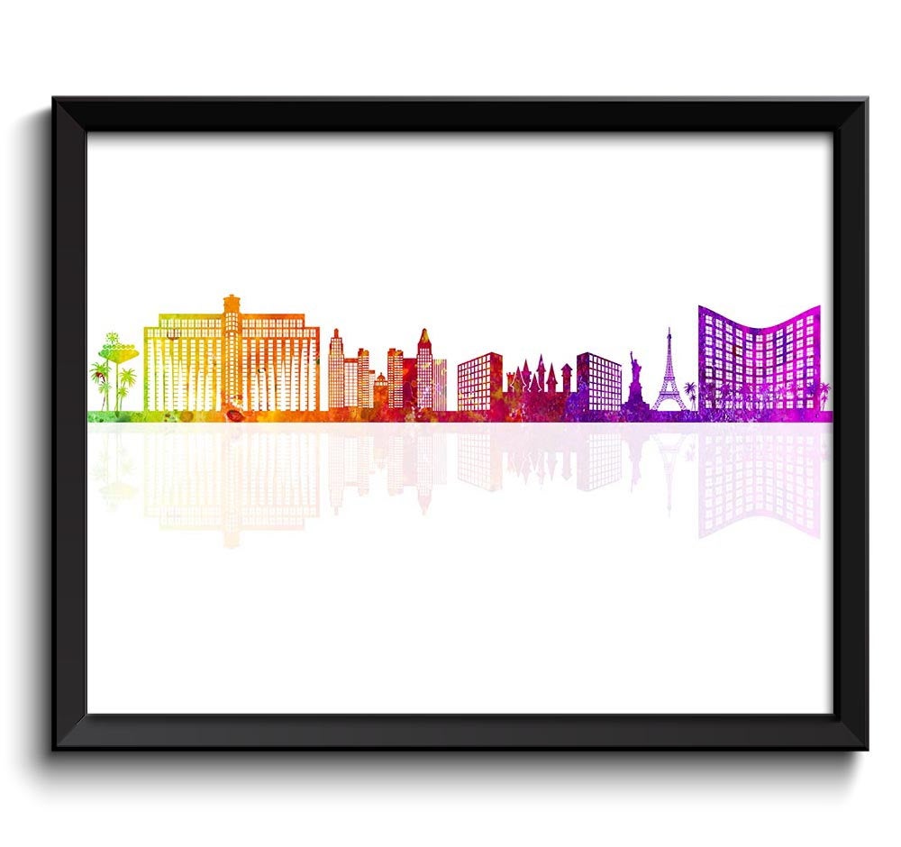 Las Vegas Skyline Painting Art Poster Print Las Vegas Wall Decor Wall Art Colorful Rainbow Nevada US