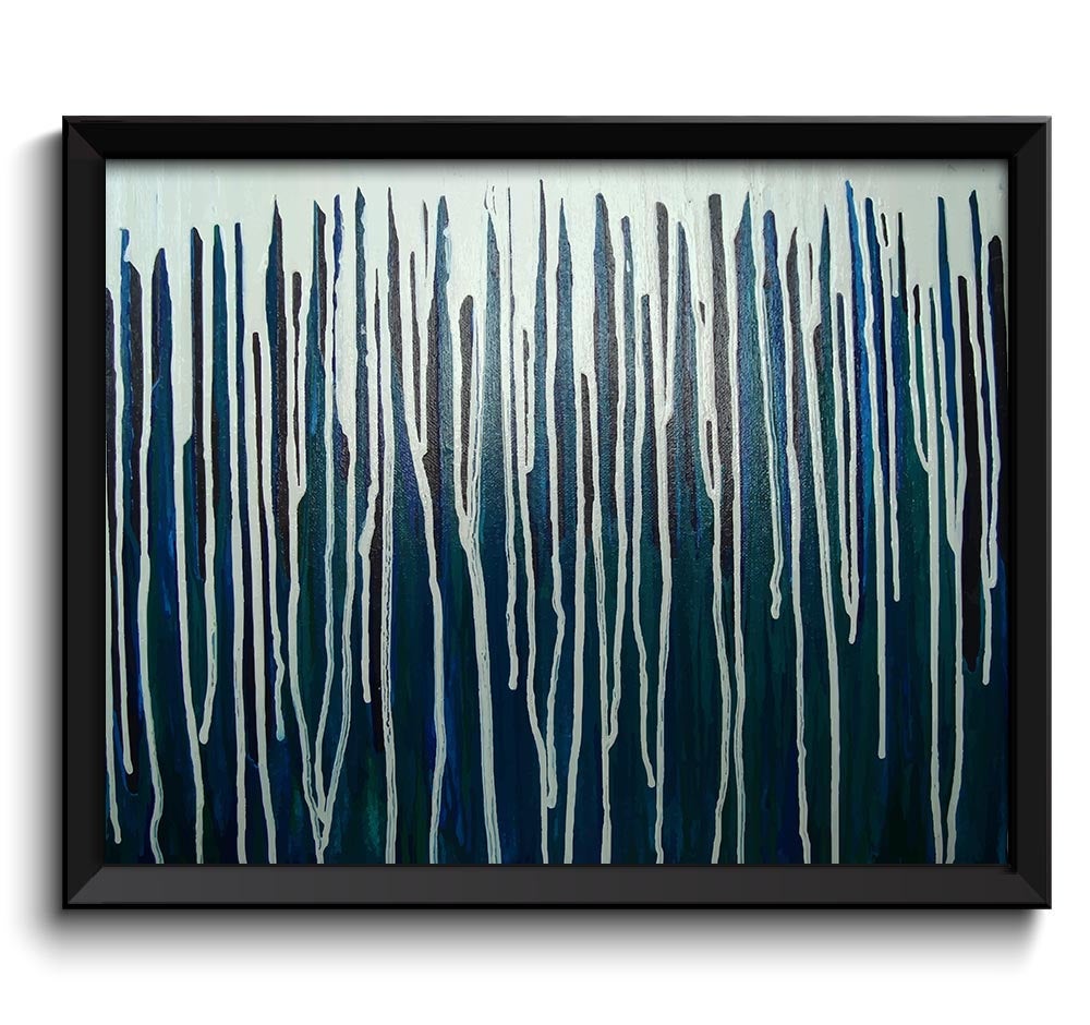 Abstract Painting Fine Art Print Meltdown White Blue Modern Art Home Decor Wall Art Bedroom Bathroom