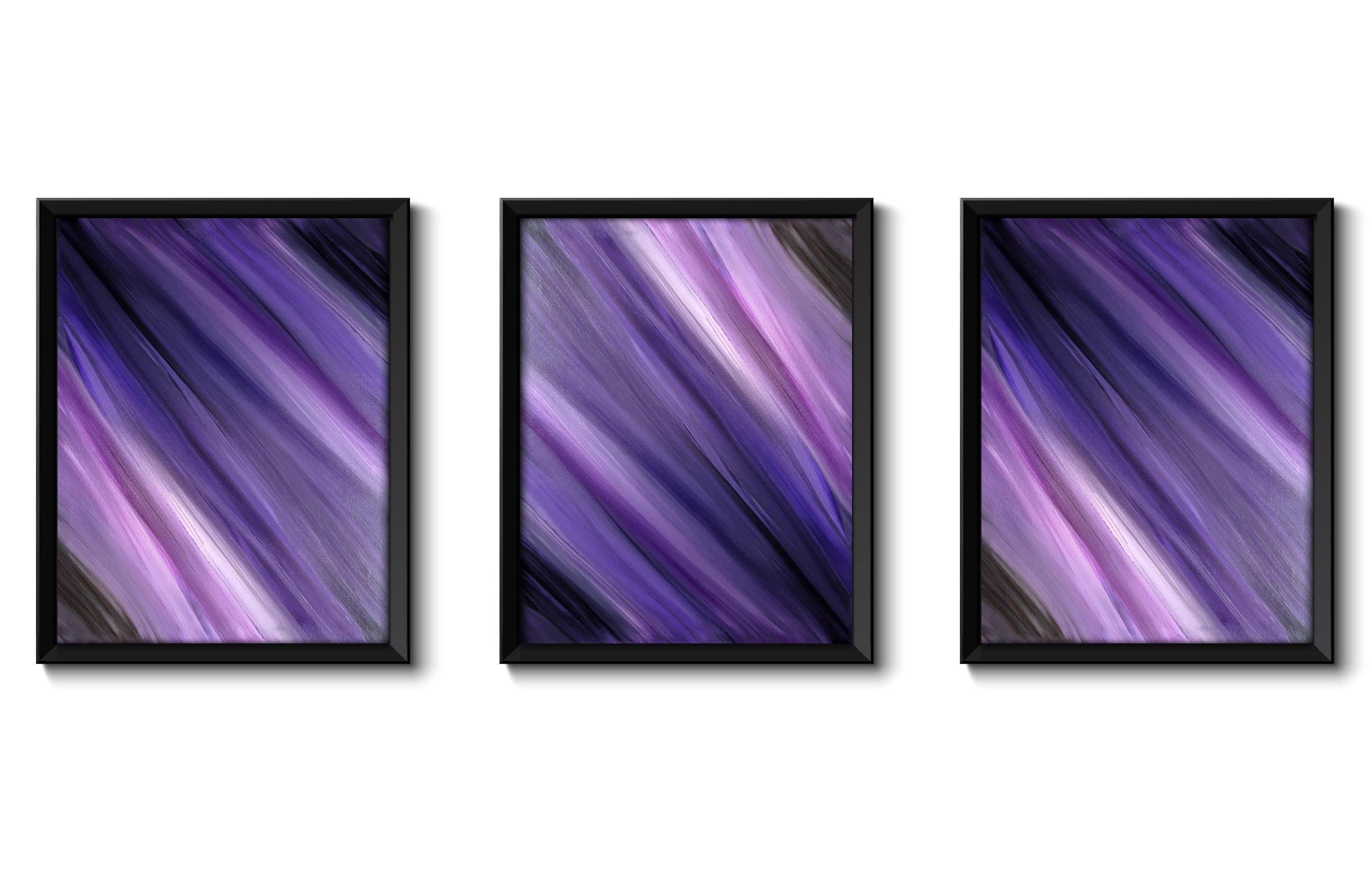 Abstract Painting Fine Art Print Purple Brown Lilac Stripes Modern Wall Decor Bedroom Bathroom Livin