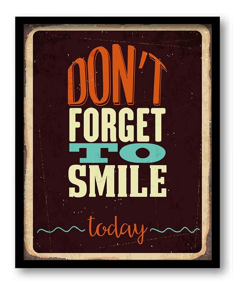 Don't Forget to Smile Today Inspirational Print Wall Art Print Home Decor Brown Beige Turquoise Oran