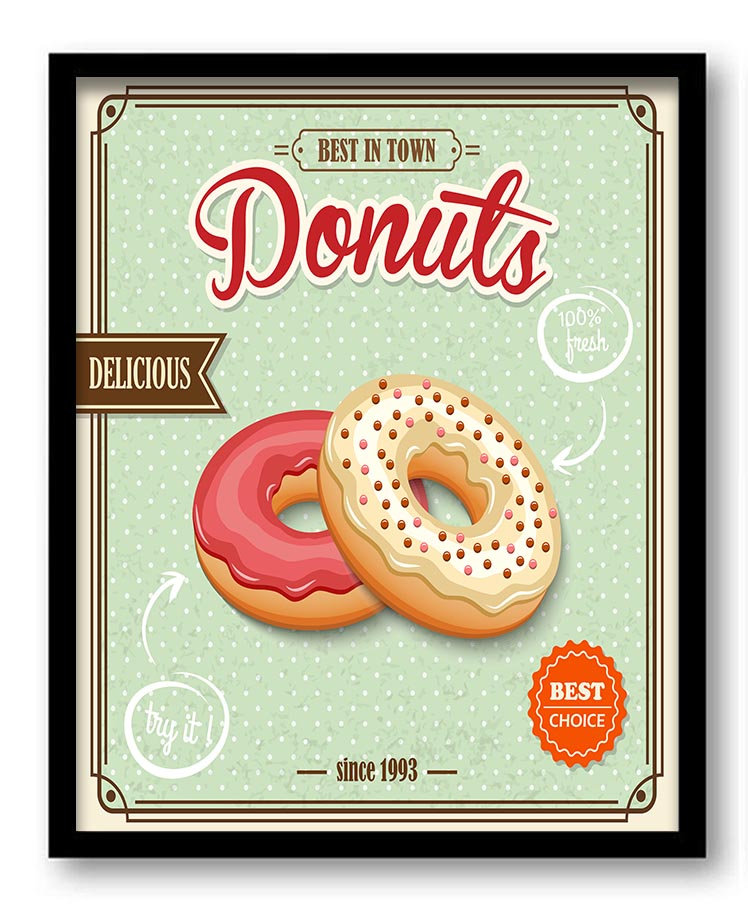 Vintage Retro Donuts Best Choice Art Print Mint Green Brown Kitchen Wall Decor Retro Poster Resturan