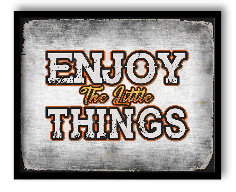 Enjoy the Little Things Wall Art Print Quote Poster Inspirational Decor White Grey Red Yellow Text V