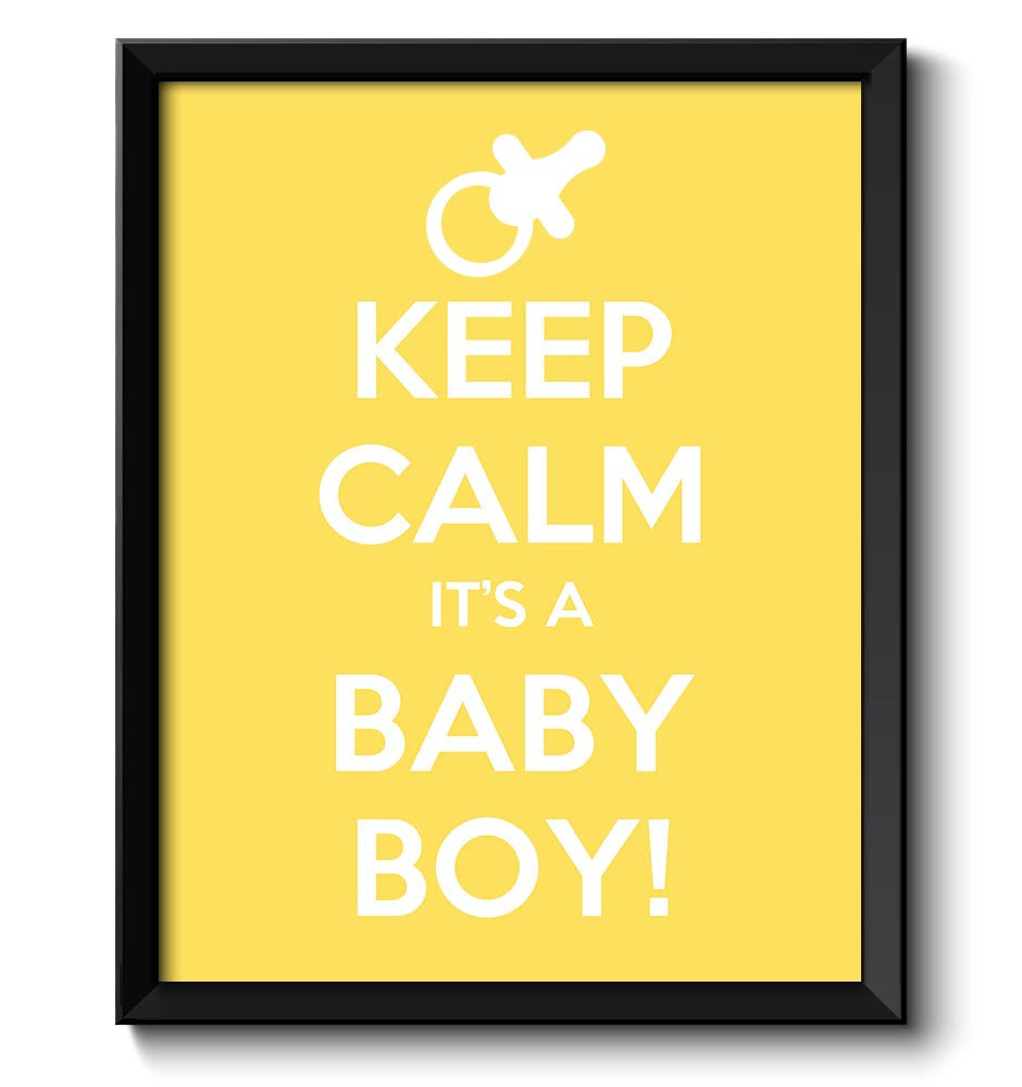 Keep Calm Poster Keep Calm It's A Baby Boy White Yellow Art Print Wall Decor Nursery Art Baby Shower