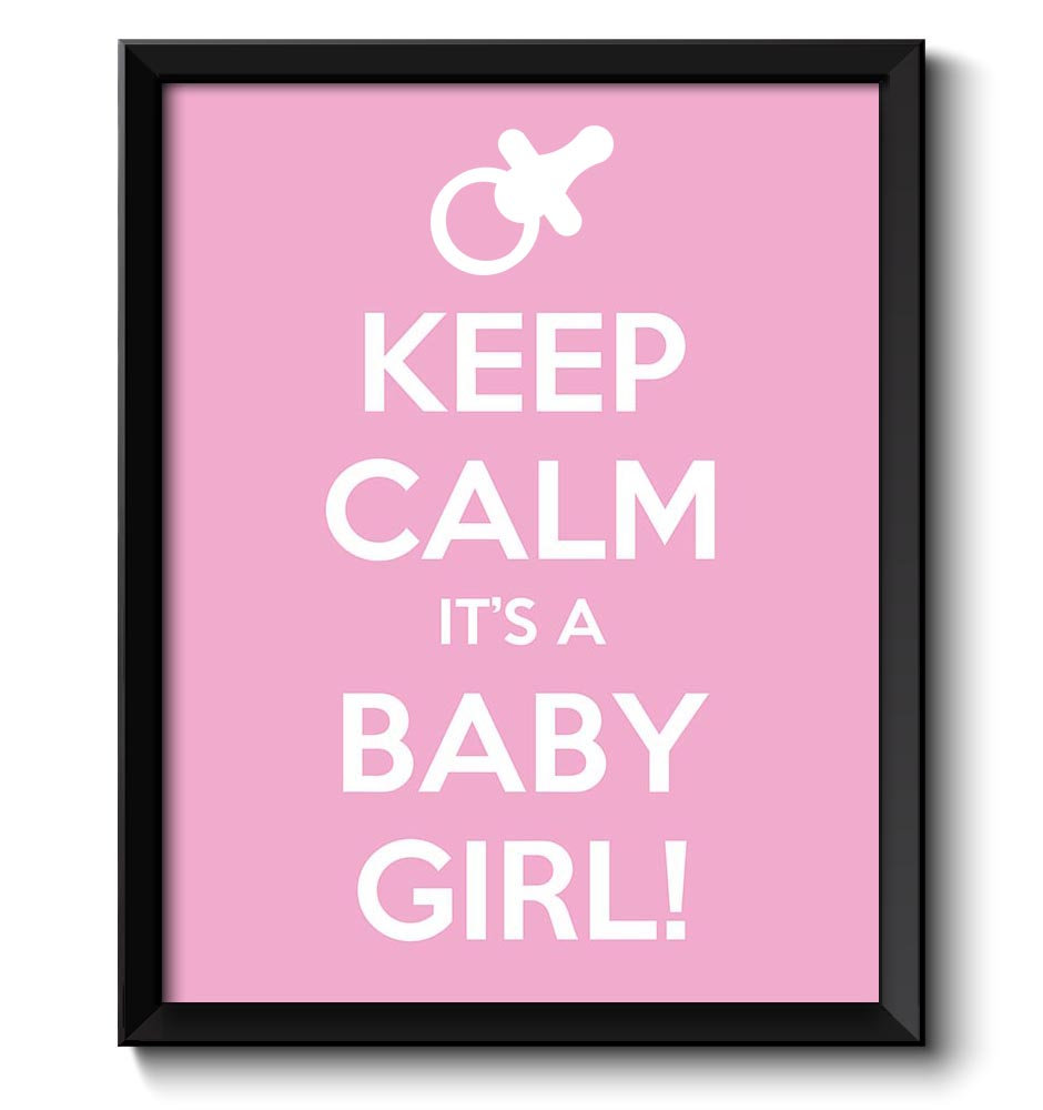 Keep Calm Poster Keep Calm It's A Baby Girl White Pink Art Print Wall Decor Nursery Art Baby Shower 