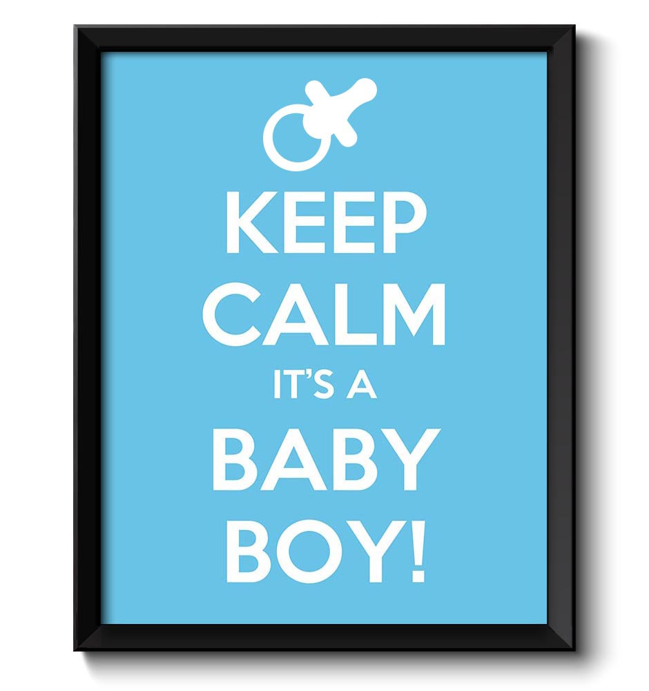 Keep Calm Poster Keep Calm It's A Baby Boy White Blue Art Print Wall Decor Nursery Art Baby Shower C