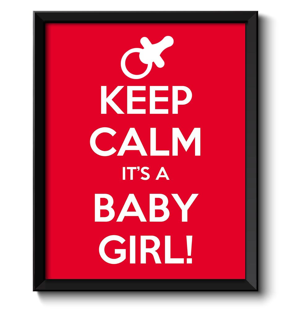 Keep Calm Poster Keep Calm It's A Baby Girl White Red Art Print Wall Decor Nursery Art Baby Shower C