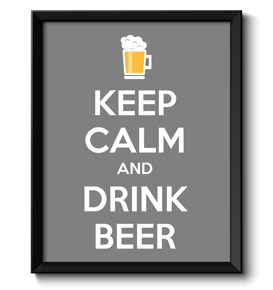 Keep Calm Poster Keep Calm and Drink Beer Grey White Food Kitchen Art Print Home Wall Decor Bar Cust