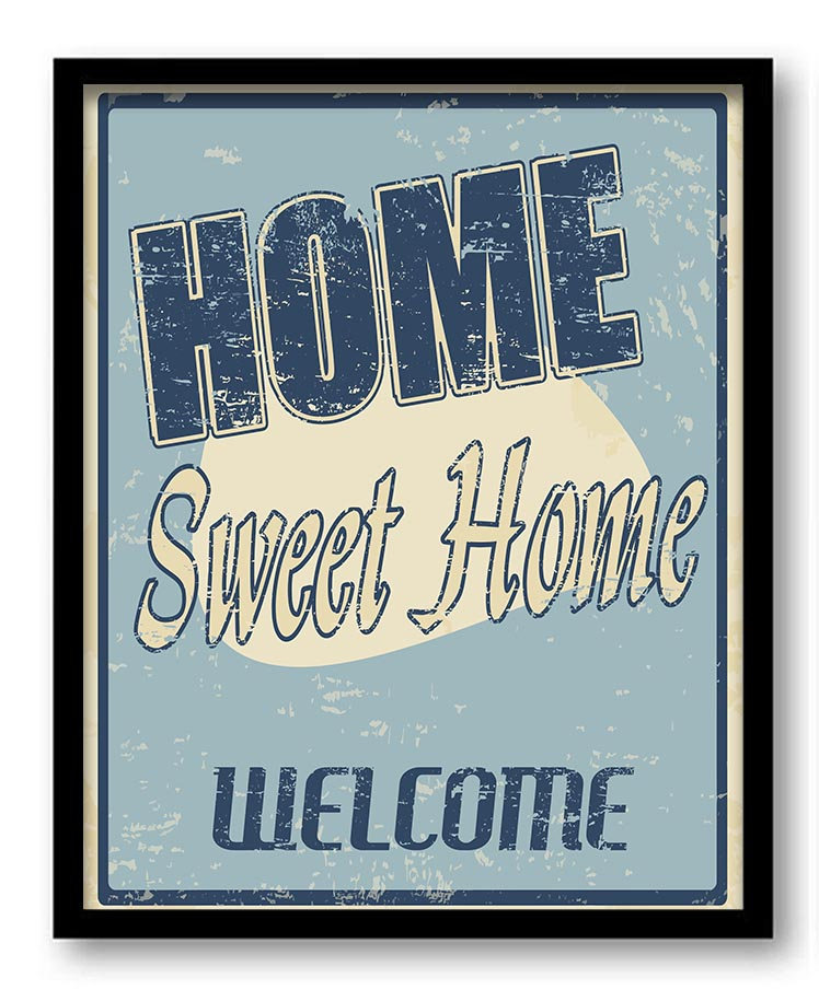 Home Sweet Home Welcome Wall Art Print Quote Poster Inspirational Home Decor Blue Beige Typography M