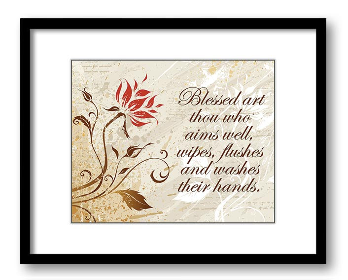 Red Flower Bathroom Art Print Beige Brown Elegant Wall Decor Aim Wipe Wash Flushes poster inspiratio