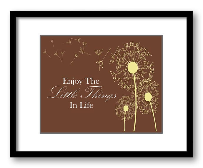 Inspirational Quote Print Art Poster Motivational Enjoy the Little Things In Life Yellow White Brown