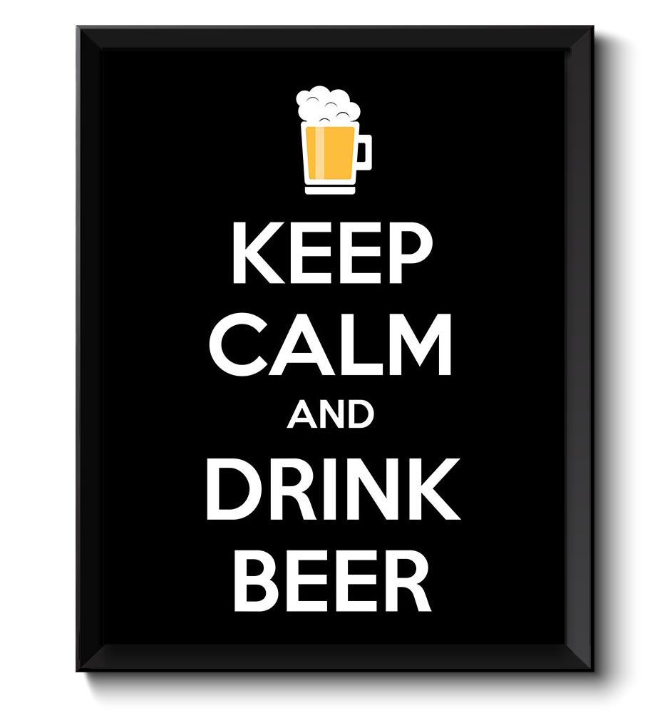 Keep Calm Poster Keep Calm and Drink Beer Black White Food Kitchen Art Print Home Wall Decor Bar Cus