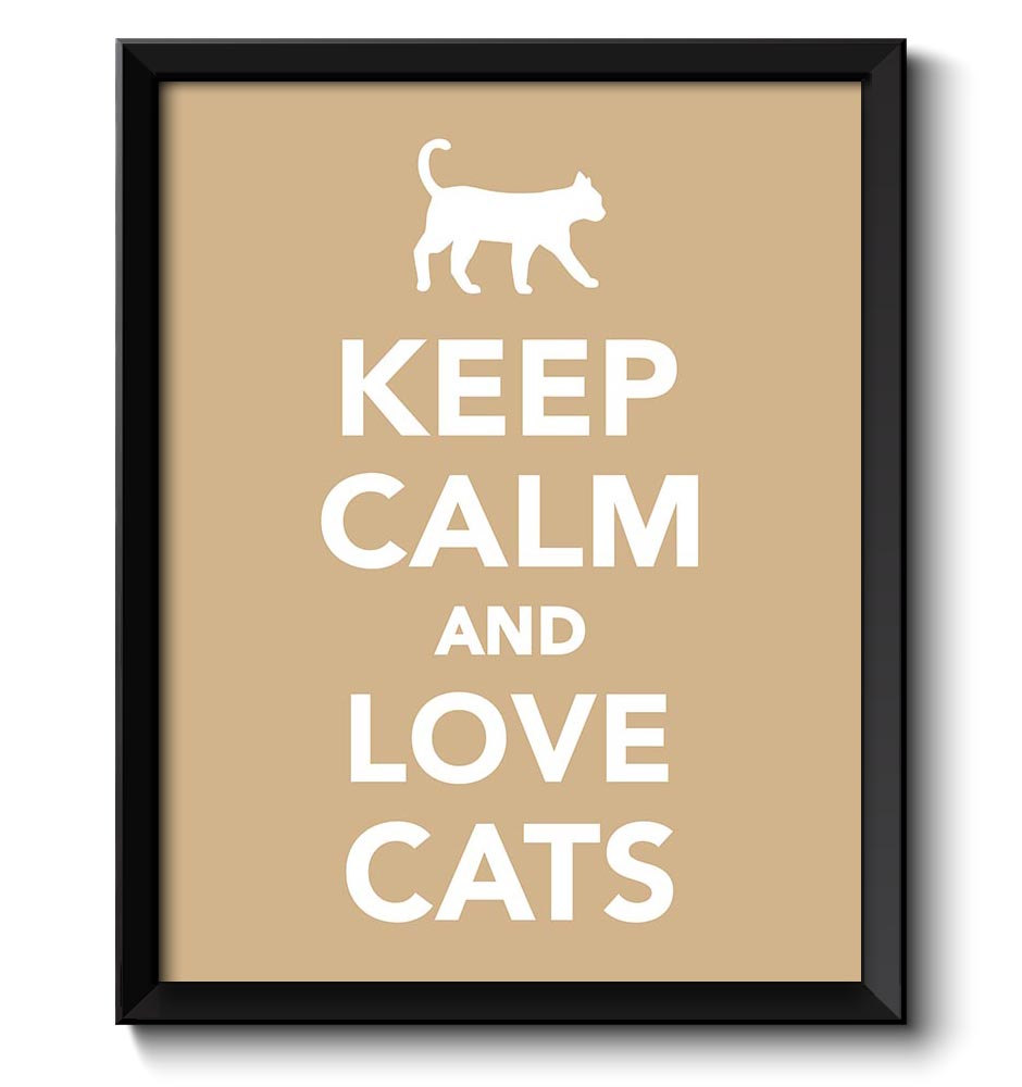 Keep Calm Poster Keep Calm and Love Cats White Beige Art Print Wall Decor Pet Custom Stay Calm poste