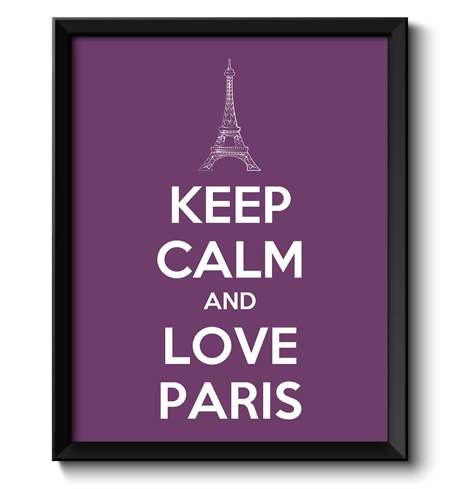 Keep Calm Poster Keep Calm and Love Paris White Purple Plum Art Print Wall Decor  Eiffel Tower Custo