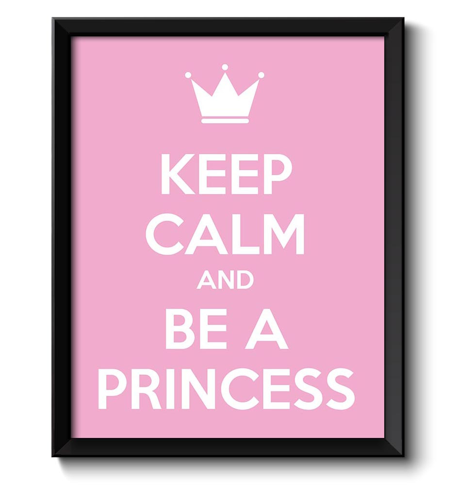 Keep Calm Poster Keep Calm and Be A Princess White Pink Art Print Wall Decor Nursery Art Baby Girl C