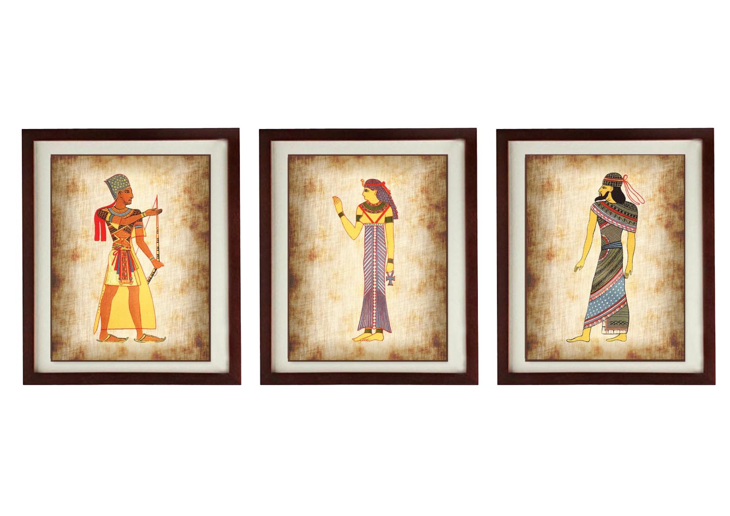 Egypt Wall Decor Set of 3 Prints Parchment Paper Style Old Antique Ancient Printable Egyptian People