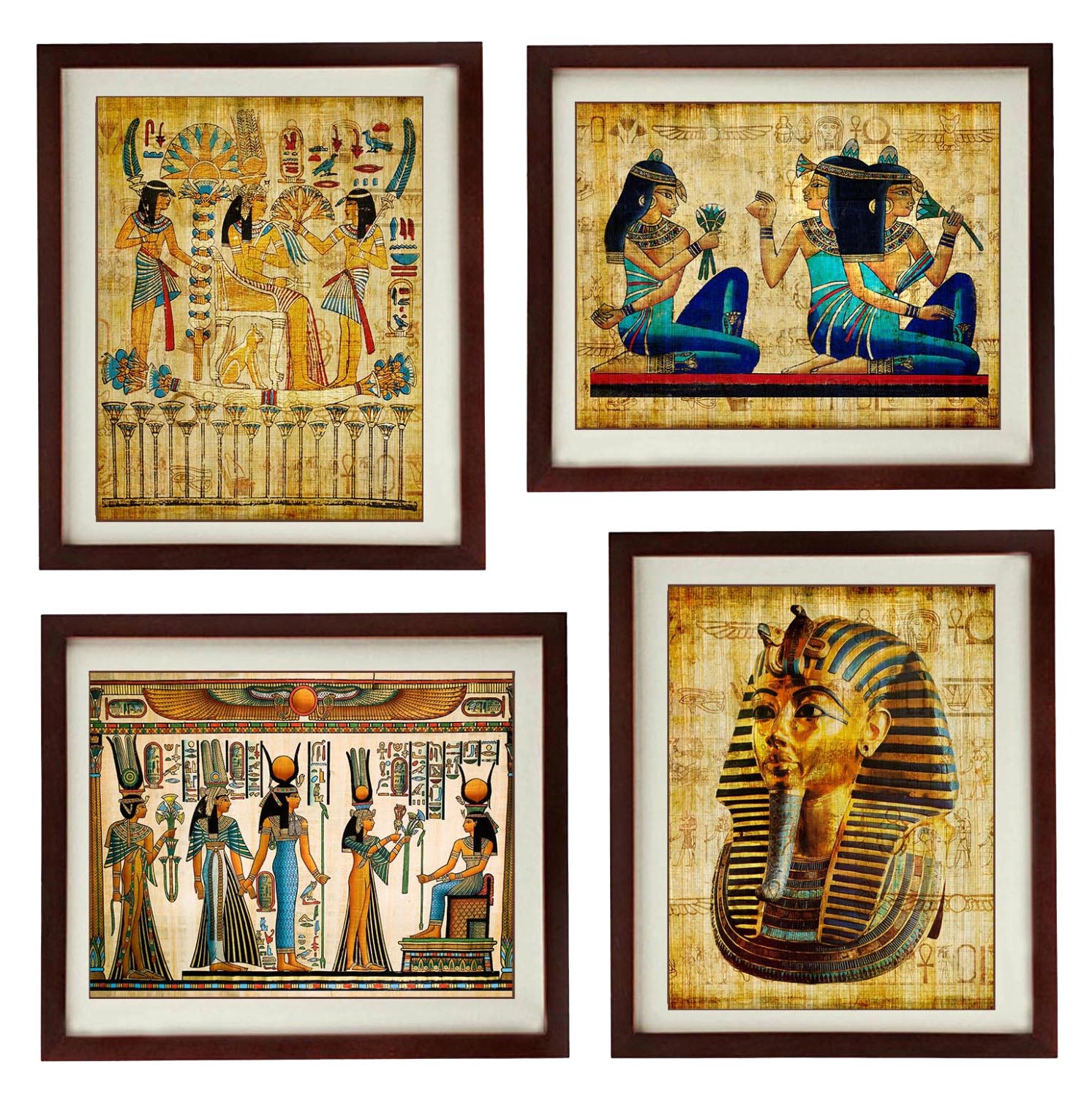 Egypt Wall Art Prints Set of 4 Parchment Paper Style Old Antique Printable Art Print Egyptian Wall D