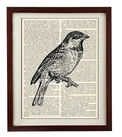 Sparrow Bird Vintage Style Print - Art Print Book Page Dictionary Old Antique Printable - Vintage An