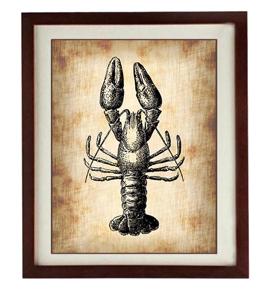 Lobster Vintage Style Ocean Nautical Print Lobster Art Parchment Old Antique Printable Marine Beach 