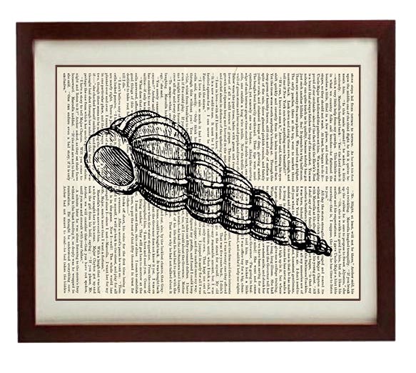 Horn Seashell Shell Vintage Style Ocean Nautical Print Art Book Page Dictionary Printable Beach Sea 