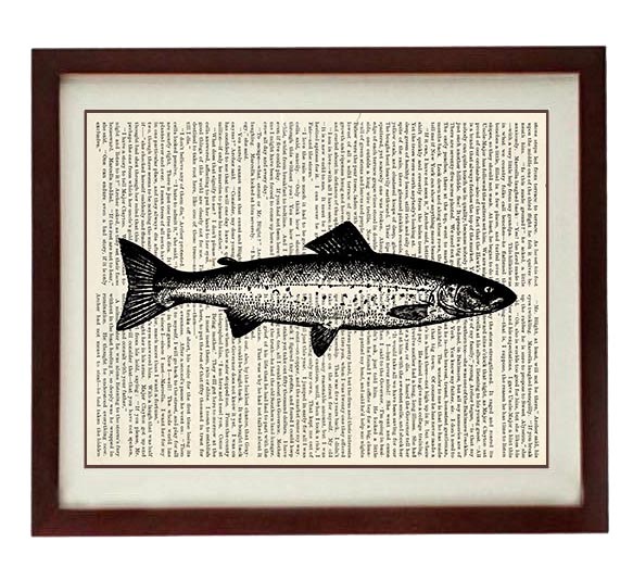 Fish Vintage Style Ocean Nautical Print Fish Art Print Book Page Dictionary Old Ocean Marine Beach S